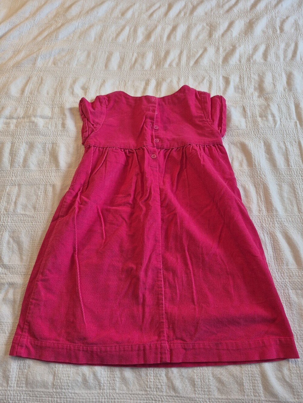 Mini Boden girls 6-7 yrs pink corduroy folded short sleeve dress 2 pockets EUC - Picture 3 of 6